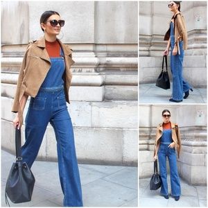 Zara vintage wide flare overall dungaree XS